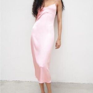 Light pink satin midi dress size s